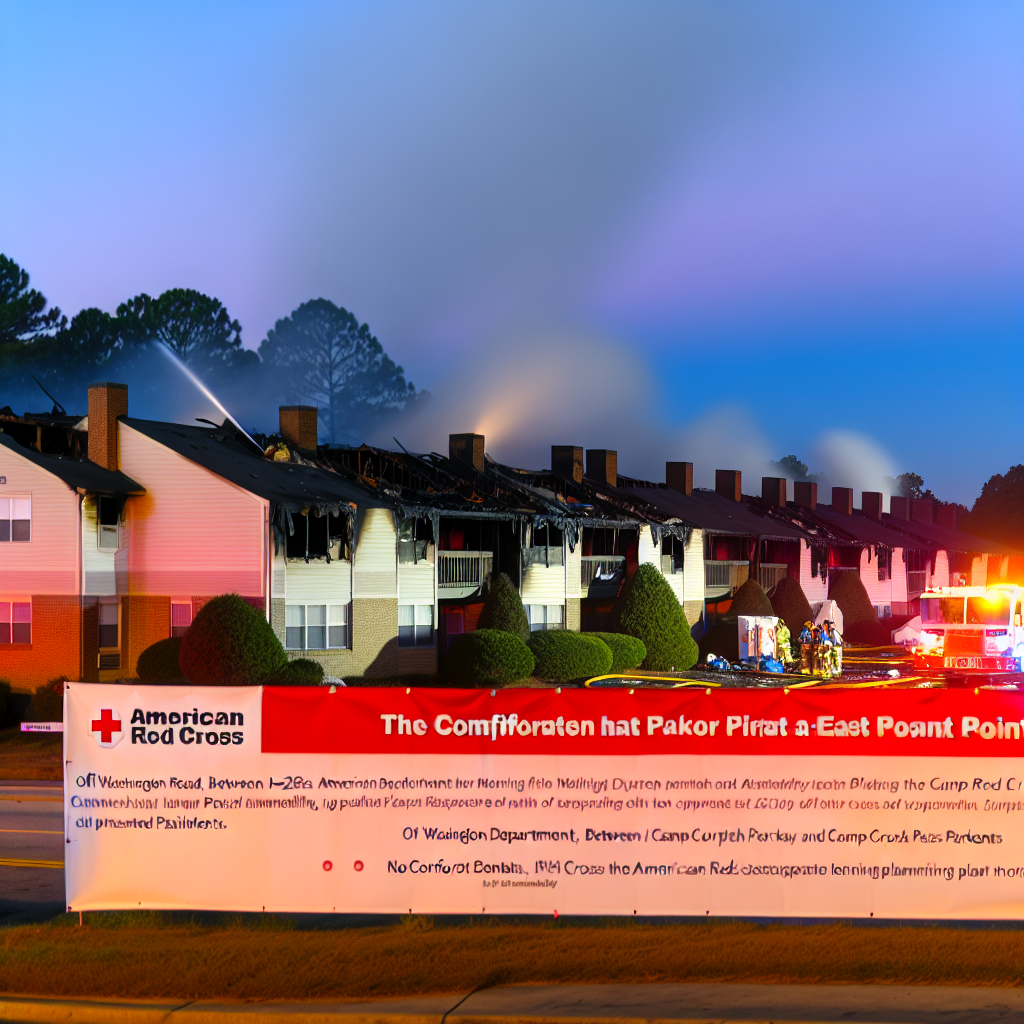 "East Point firefighters battling flames and smoke at The Park at Galaway Apartments after a massive fire displaced 75 residents in Atlanta, Georgia, on Wednesday afternoon. Fire crews responded to reports of explosions and extensive fire damage affecting 18 apartment units."