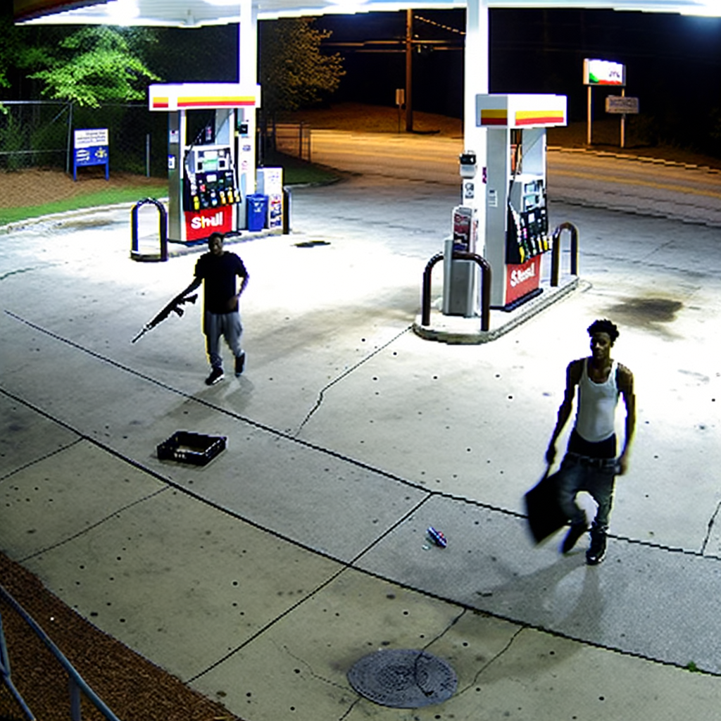 "DeKalb County gas station where 18-year-old Akhir Muhammad was fatally shot during an armed robbery on January 10, 2023; two men, Quavion Hale and Stantavis Reese, later convicted of malice