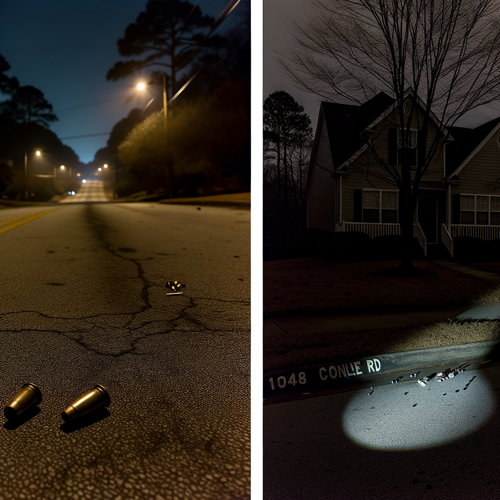 Alt text: "Atlanta police investigate two separate shootings on Conley Road, where one man was killed and four others injured in early Sunday incidents. The image shows a police vehicle at the scene, highlighting the ongoing crime investigation in southeast Atlanta."