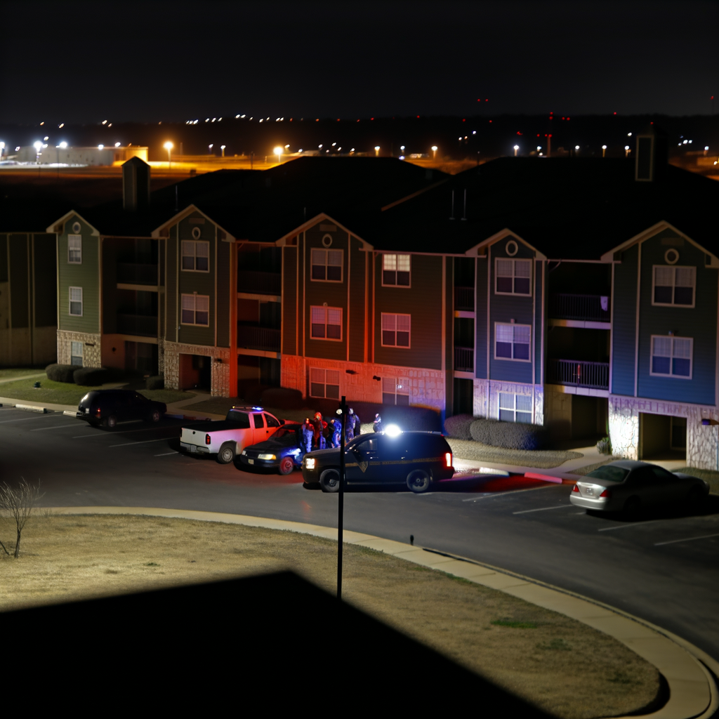 Alt text: "Cobb County police investigate the scene of a fatal shooting at Cobblestone Apartments, an apartment complex known for high crime rates, where 44-year-old Dequelle Williamson was shot multiple times early Thursday morning."