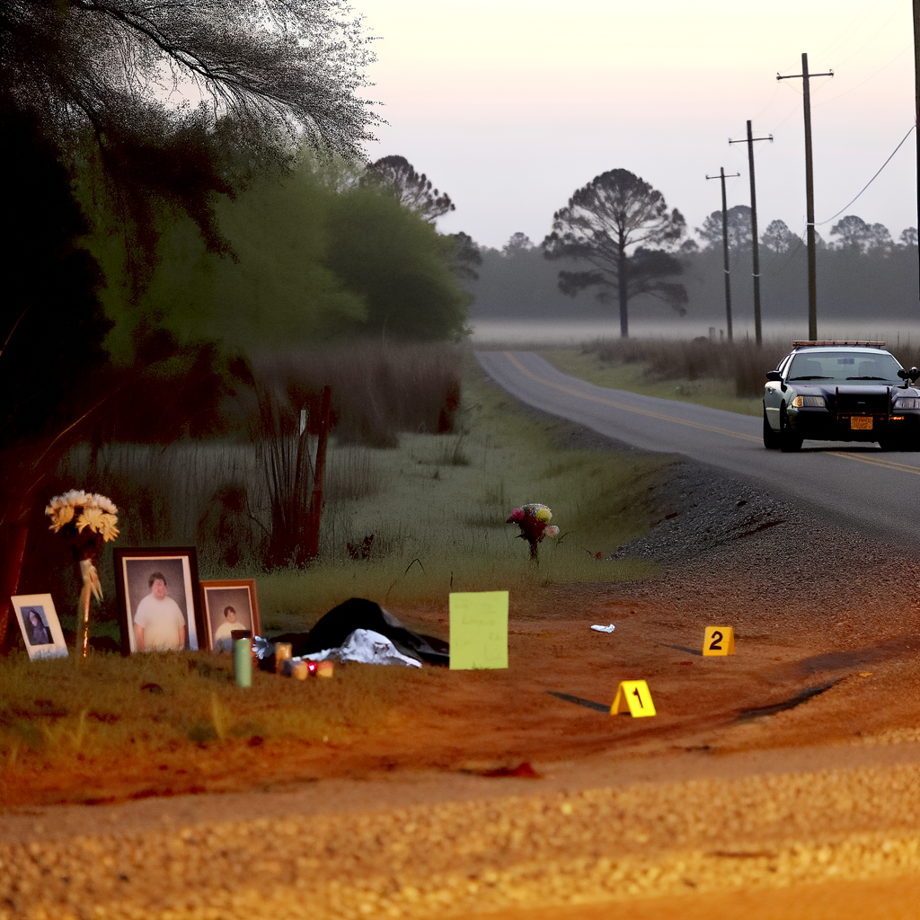 "Thaddeus Stokes, 23, arrested for the murder of 14-year-old Jordan 'Albert' Simon, as seen in this image of the crime scene on Rocky Mount Road in Luthersville, Georgia, where Simon was found