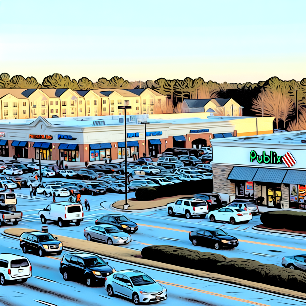 "Scene of fatal shooting at Princeton Lakes Shopping Center in southwest Atlanta, where a man was killed during gunfire incident at a barbershop, raising safety concerns among local shoppers."