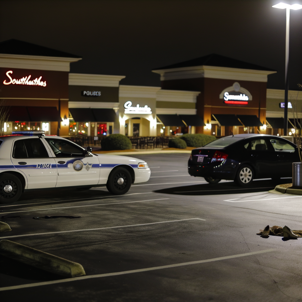 "Scene of shooting outside South Fulton restaurants on Old National Highway, where one man was killed and another injured during an argument, highlighting rising crime rates in Atlanta."