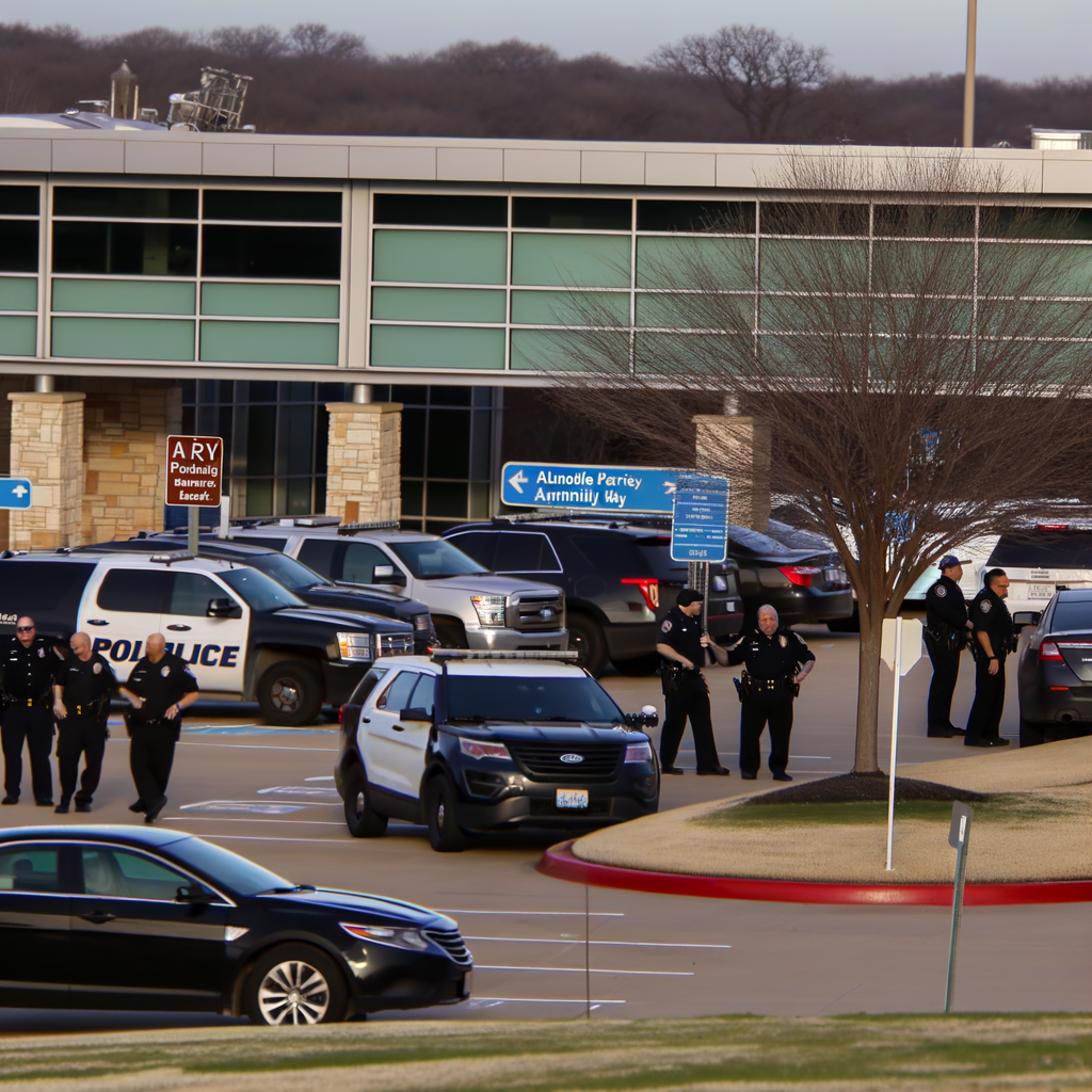 Alt text: "Law enforcement officers respond to a firearm discharge incident outside Piedmont Fayette Hospital in Fayetteville, Georgia, prompting a brief lockdown and active shooter alert on Sunday. No injuries reported as police secure the scene."