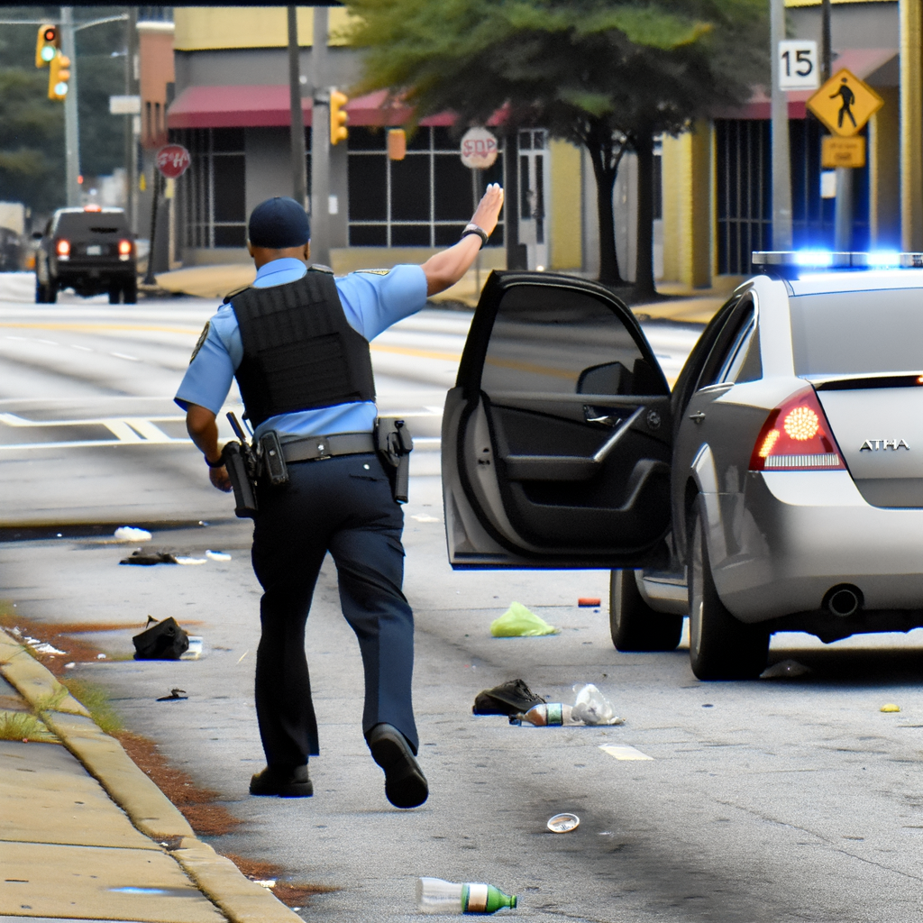 "Atlanta police officer fires shots at fleeing vehicle during traffic stop attempt on Moores Mill Road, northwest Atlanta, early Monday morning. The driver remains at large as investigators search for details on the suspect and vehicle."