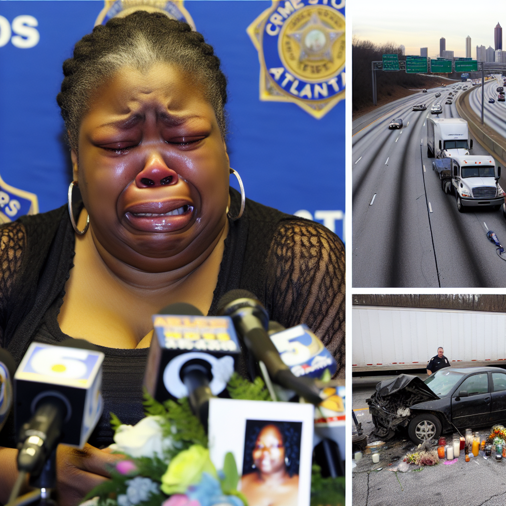 "Grieving mother Della Reeves pleads for help in finding hit-and-run drivers responsible for her daughter Shantea's death, during a press conference at Atlanta Police Department, highlighting the urgent need for information on the street racing incident on I-