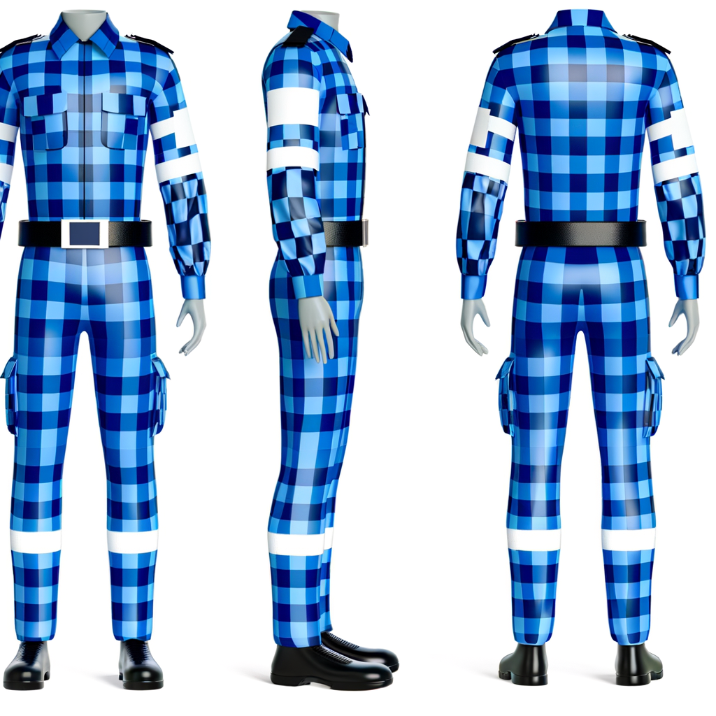"Atlanta police officers showcase new World Cup-inspired uniforms featuring a distinctive light blue checkered pattern, designed for safety and visibility, during a news conference at the Atlanta Public Safety Training Center. The updated uniforms, set to debut in August 2024,