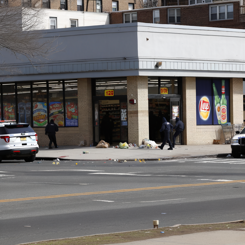 Alt text: "Police investigate the scene of a deadly shooting at Family Grocery Store on Metropolitan Parkway in southwest Atlanta, where 19-year-old Kortez Ragland was arrested for the murder of Toddrick Lamar, 20, following an argument