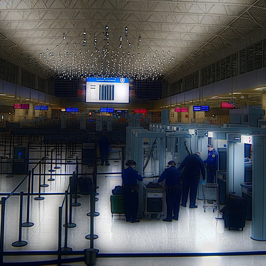 "Image of Hartsfield-Jackson International Airport security checkpoint, where TSA officer Matthew Gilbert was arrested for carrying a firearm beyond the main security area. The incident highlights ongoing concerns about airport security and firearm possession in Atlanta. TSA emphasizes zero tolerance for misconduct