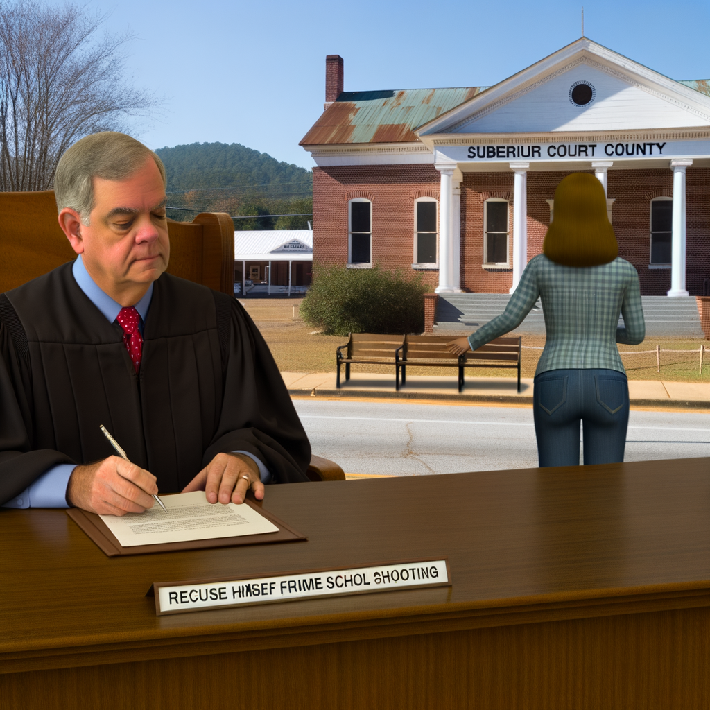 "Judge Currie Mingledorff recuses himself from the Barrow County school shooting case involving Colt Gray, as seen in this courtroom image, highlighting the significant legal developments in the tragic Apalachee High School shooting incident that left four dead