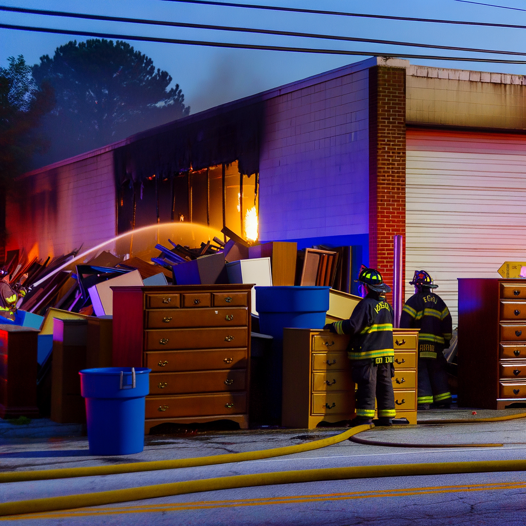 "Firefighters battling a large blaze at the Furniture Bank of Metro Atlanta in Adair Park, southwest Atlanta, early Wednesday morning, with smoke billowing from the warehouse where furniture for homeless recovery was stored."