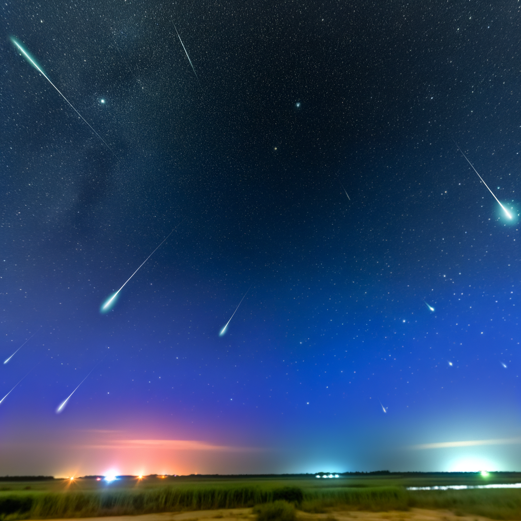 Alt text: "Skywatchers in Atlanta prepare for the Southern Delta Aquariids meteor shower, with a clear night sky and minimal light pollution, ideal for viewing up to 20 meteors per hour originating from the constellation Aquarius."