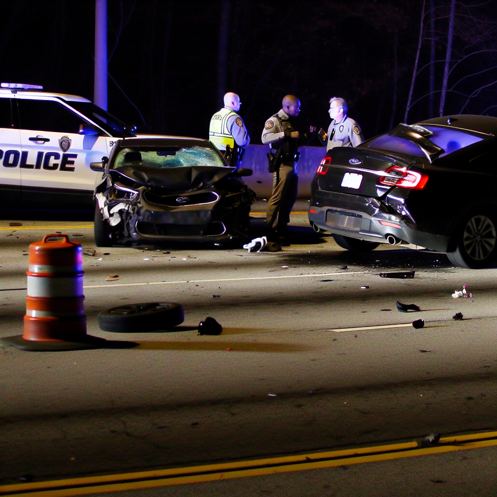 Alt text: "Marietta police officers Morrison and Sherman outside Wellstar Kennestone Hospital after being injured in a serious crash involving a speeding Ford Mustang on Cobb Parkway near Roswell Road, Atlanta."