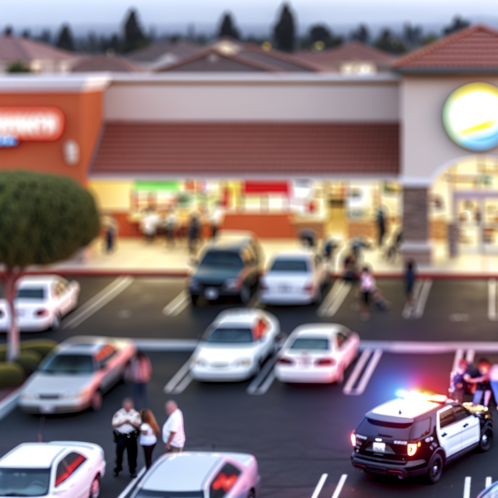 "Police officers at the scene of a deadly stabbing incident outside a Zaxby’s restaurant in Powder Springs, Georgia, where a 17-year-old boy was fatally injured during a fight involving juveniles. The image captures the police presence and crowd