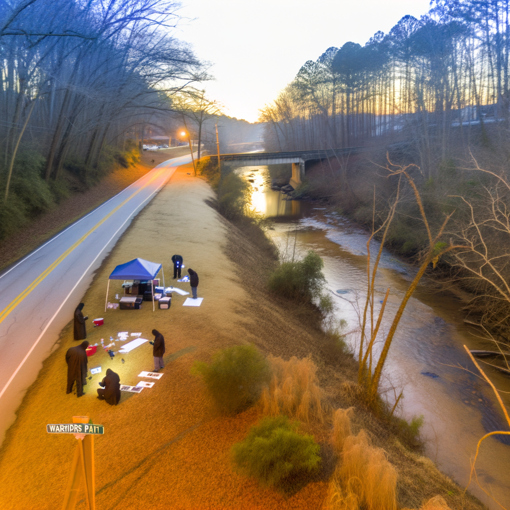 "DeKalb County police investigate crime scene where a man was found shot to death on Warriors Path near South River, early Thursday morning."