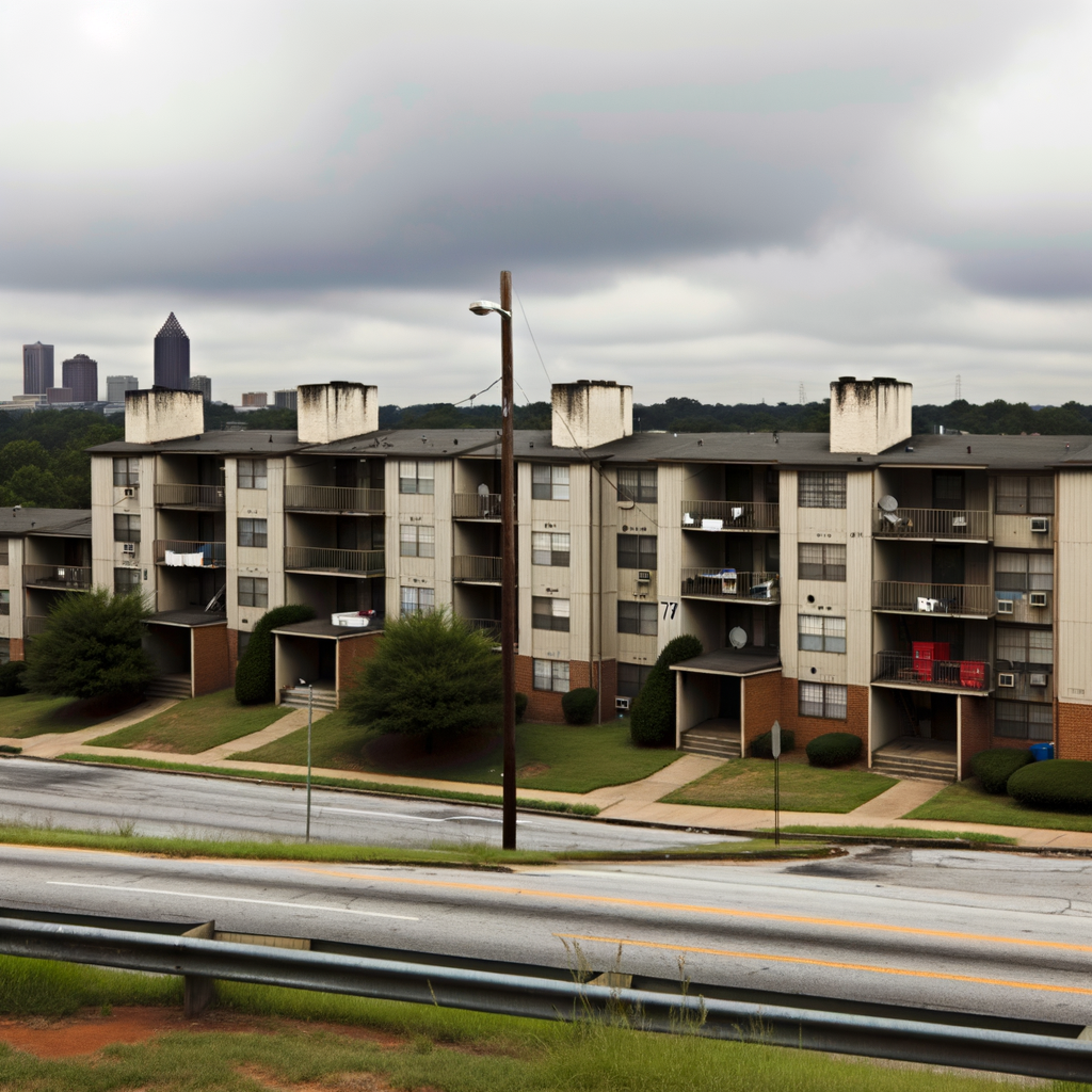 Alt text: "Police investigate the scene of a fatal shooting at Magnolia Park apartments in northwest Atlanta, where a 40-year-old man was gunned down, highlighting ongoing crime issues in the Vine City neighborhood."