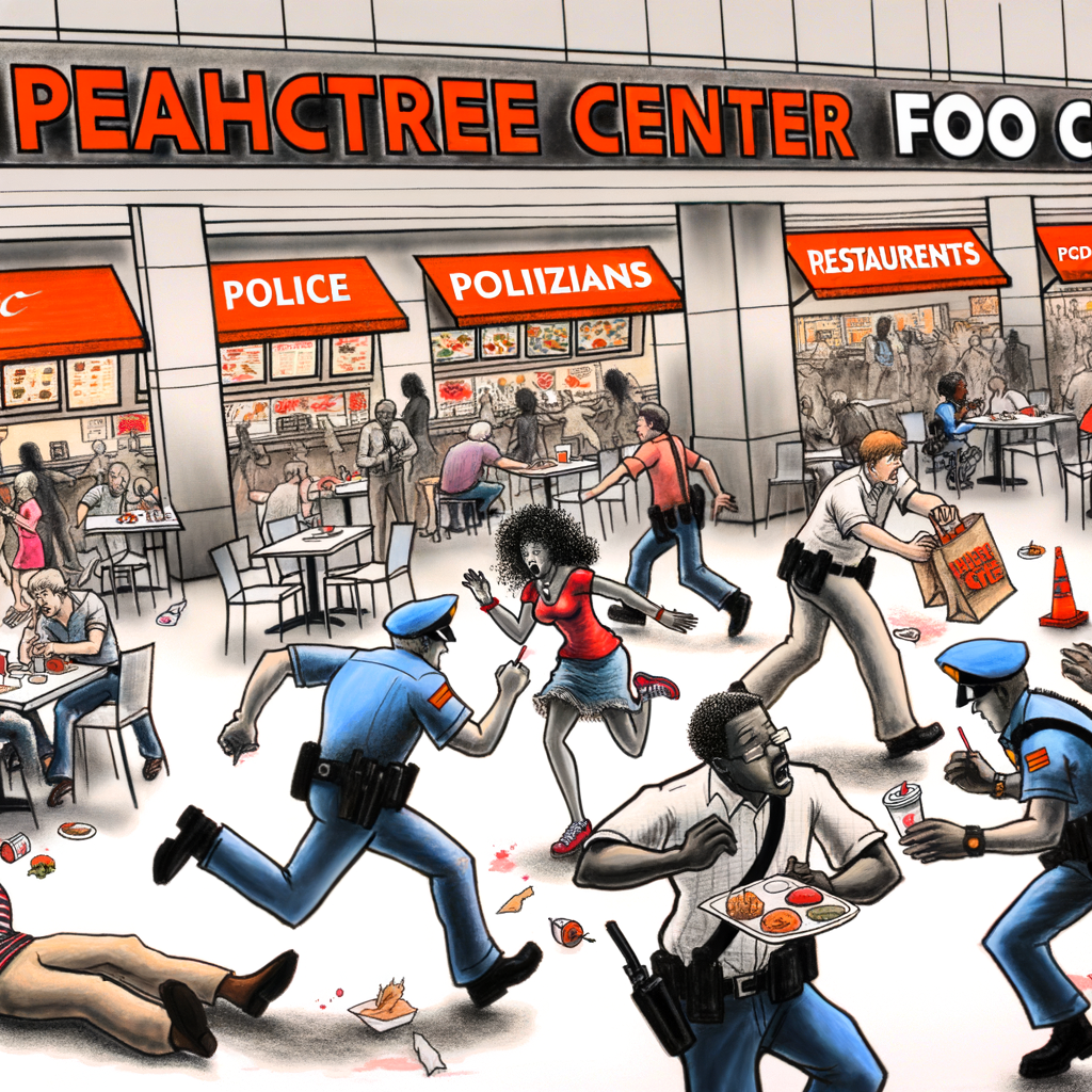 "Atlanta food court shooting scene at Peachtree Center, where Jeremy Malone was sentenced to 10 years in prison for shooting three people, highlighting the urgent need for gun control and public safety in downtown Atlanta."