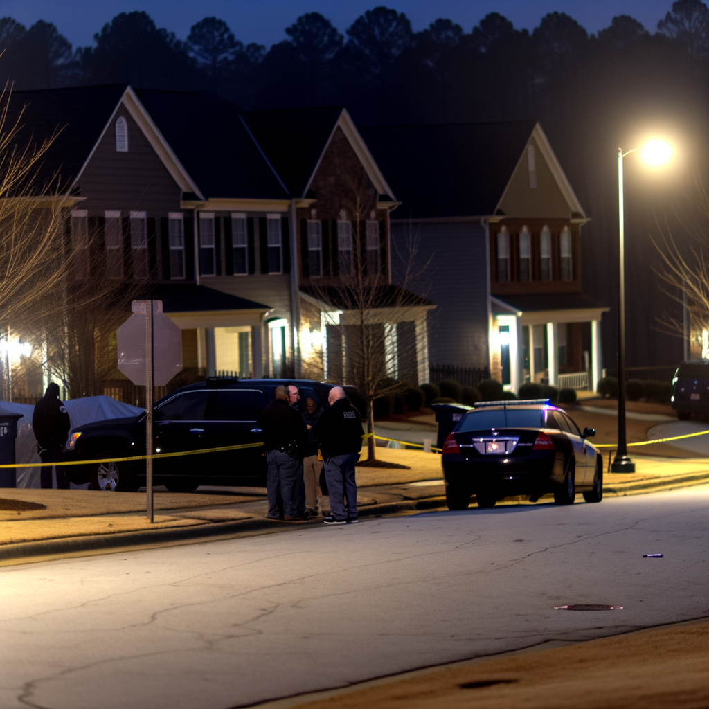 "Scene of domestic-related shooting in Gwinnett County, Atlanta, where a man was found dead inside a home on Roxholly Lane, highlighting local crime issues and ongoing police investigation."