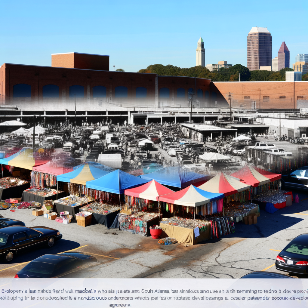 "Image of the Discount Mall in South Atlanta, a historic flea market site at 2975 Headland Drive SW, now set for redevelopment by Mural Real Estate Partners into a $500 million project featuring over 1,000 apartments and retail space