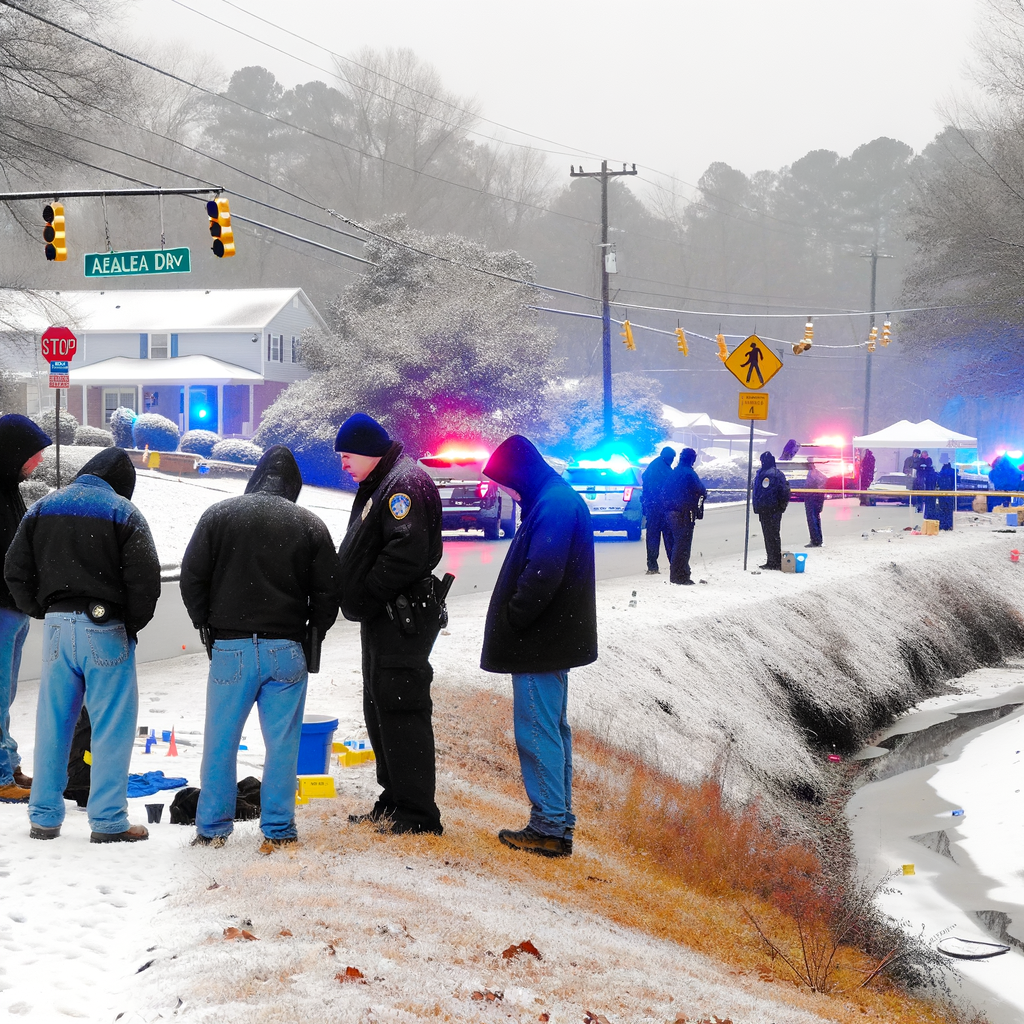 "Crime scene investigation near Azalea Drive in Roswell, Atlanta, where a woman's body was discovered shot to death on Christmas Eve, prompting an ongoing police investigation into the circumstances surrounding her death."