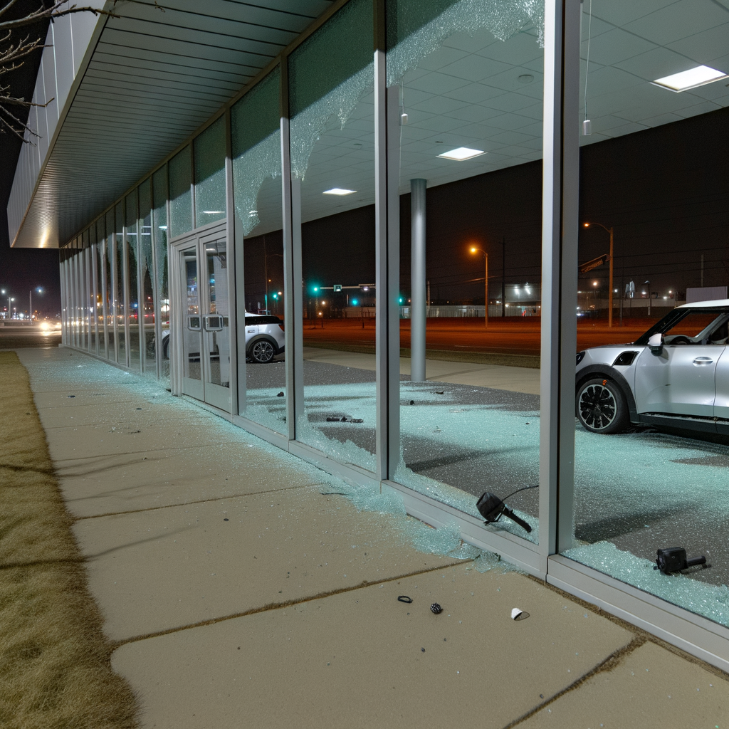"Gwinnett County police investigate damage at Tesla dealership after woman, Alexa Beckstead, 23, arrested for vandalism with BB gun, resulting in $20,000 in property damage to windows on Satellite Boulevard, Duluth."