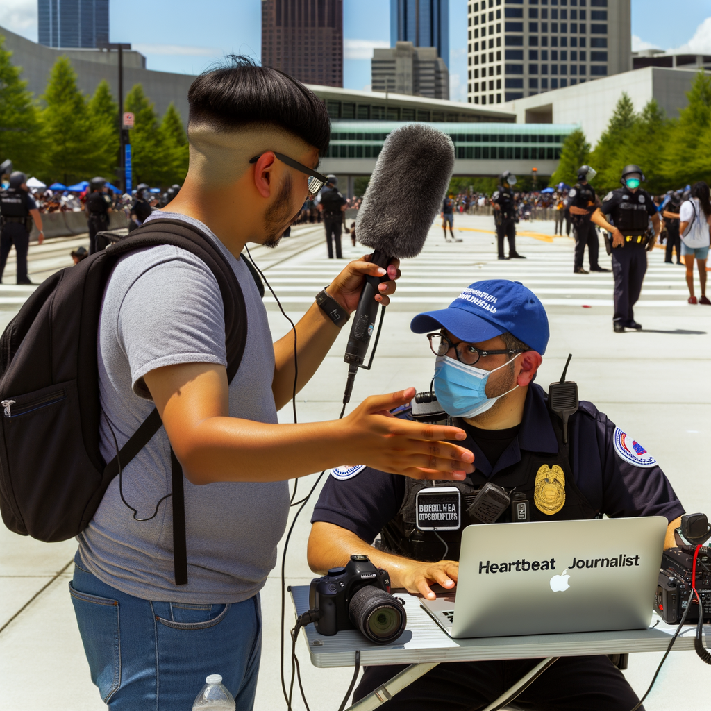 "Spanish-language reporter Mario Guevara livestreaming a protest in DeKalb County, Atlanta, where he was arrested for obstruction and unlawful assembly while covering immigration enforcement issues, amidst an ICE detainer threat."