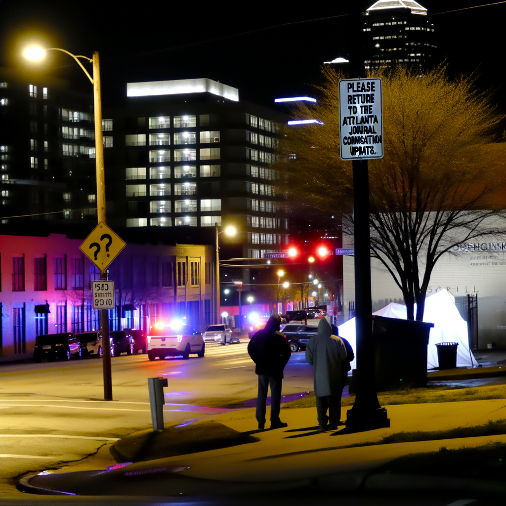 Alt text: "Crime scene in downtown Atlanta where a 54-year-old man was found stabbed to death early Saturday morning on Trinity Avenue near City Hall, prompting homicide investigation by local police."