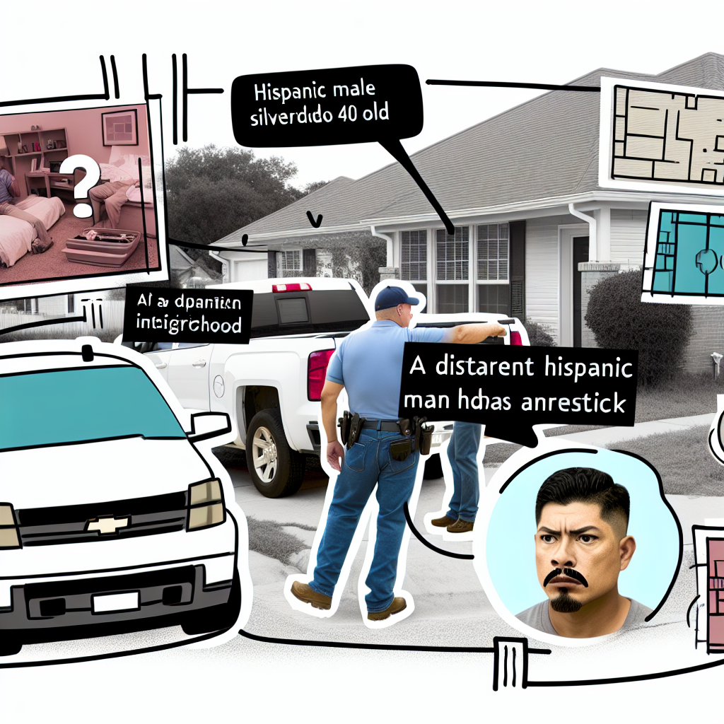 Alt text: "Gwinnett County police investigate the scene where Guadalupe Garcia Rodriguez's abandoned white Chevrolet Silverado was found, linked to a murder case involving suspect Mario Rene Lopez-Jolon over a land dispute."