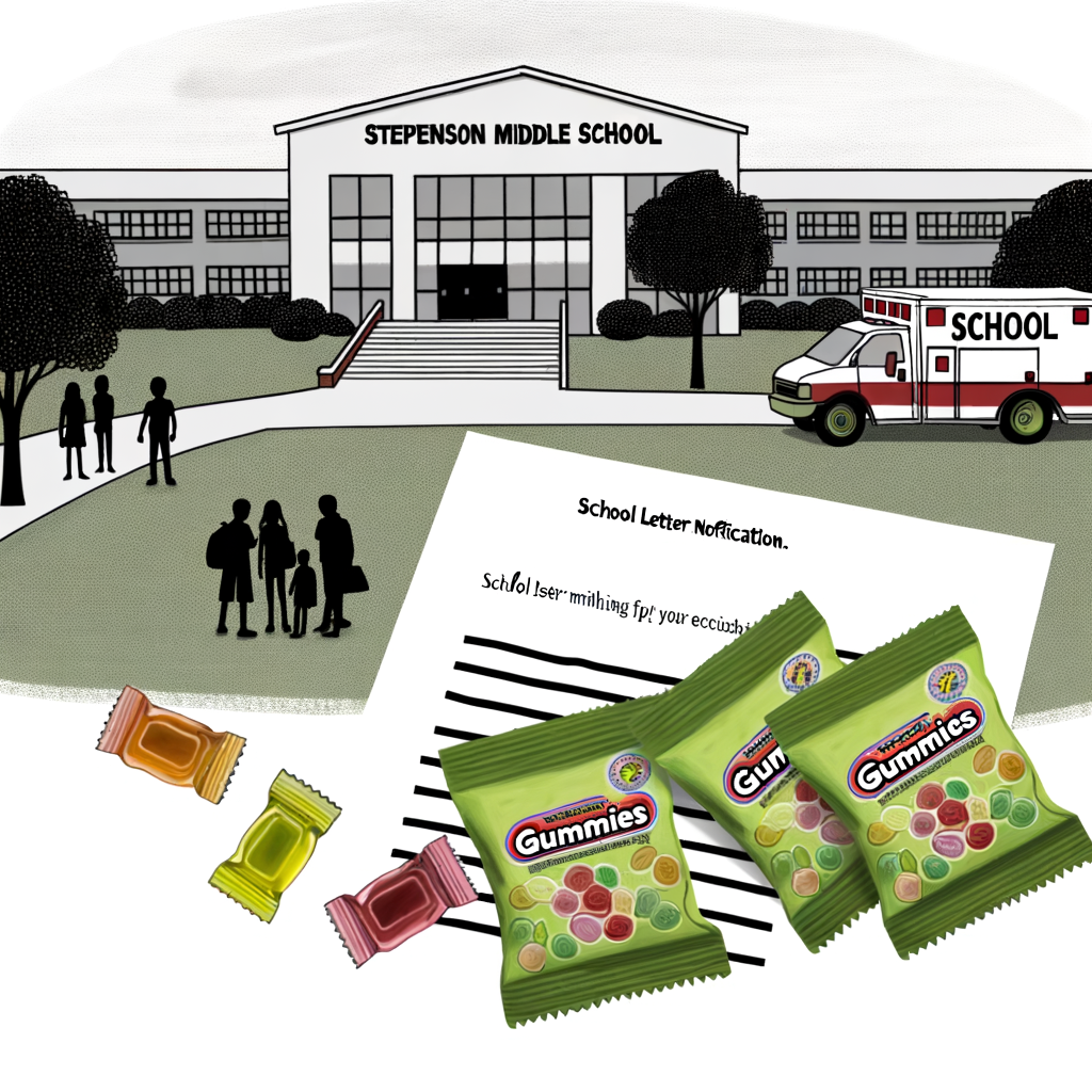 Alt text: "DeKalb County School District officials investigate incident at Stephenson Middle School in Stone Mountain where four students ingested potentially dangerous gummies, resulting in one hospitalization. Parents are urged to discuss food safety with their children amidst rising concerns over l
