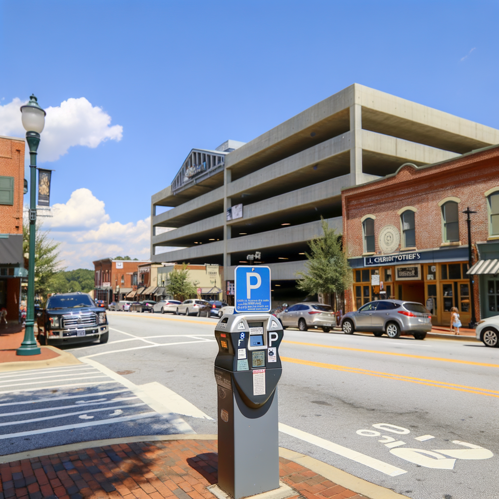 "Woodstock downtown parking sign indicating new paid parking hours from 10 a.m. to 8 p.m., highlighting $2 charge every two hours, reflecting the city's recent parking policy changes aimed at improving access to local businesses amid mixed community reactions."