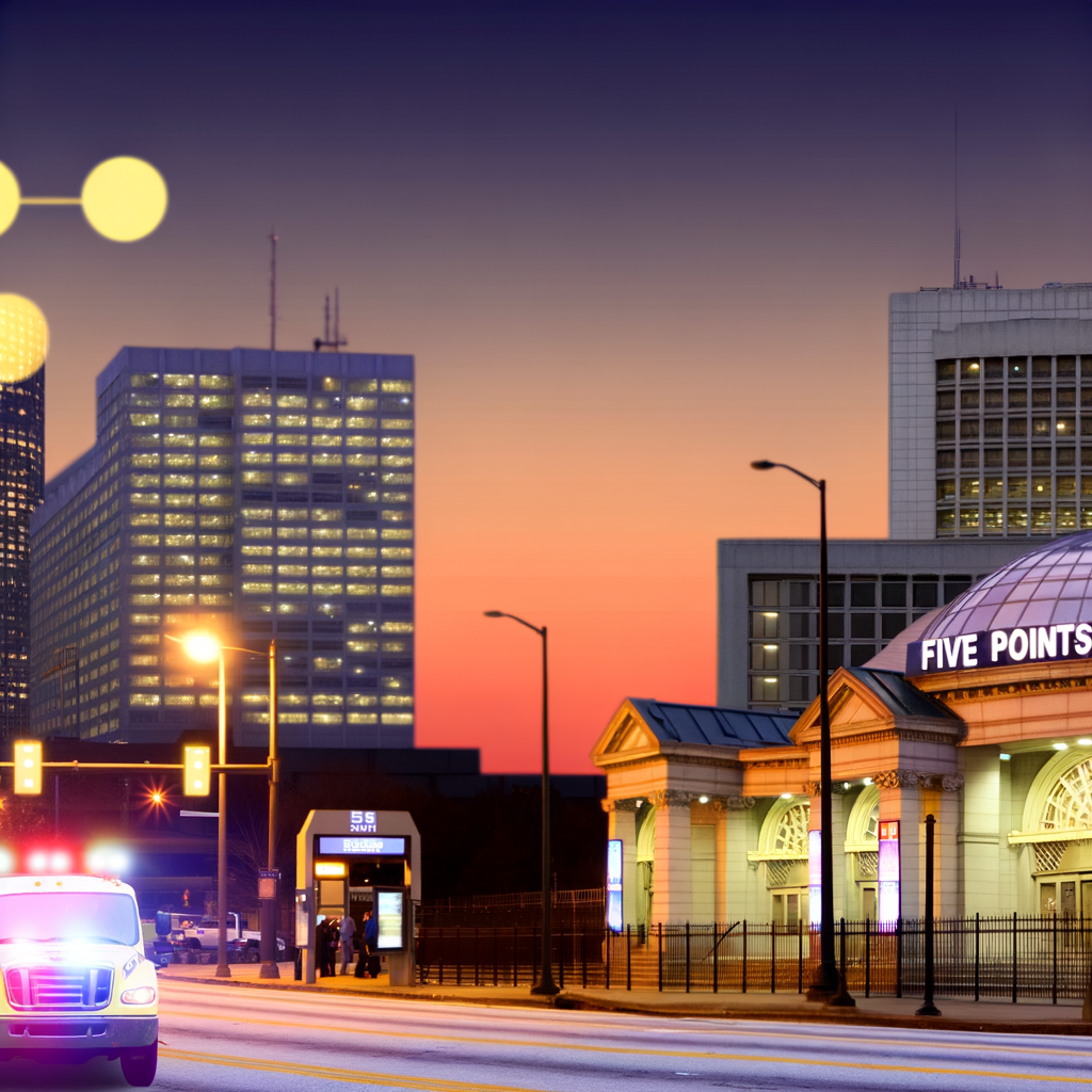 "Off-duty Atlanta police officer involved in shooting incident outside Five Points MARTA station, downtown Atlanta, where an armed suspect was arrested after a foot chase, highlighting recent surge in local crime."