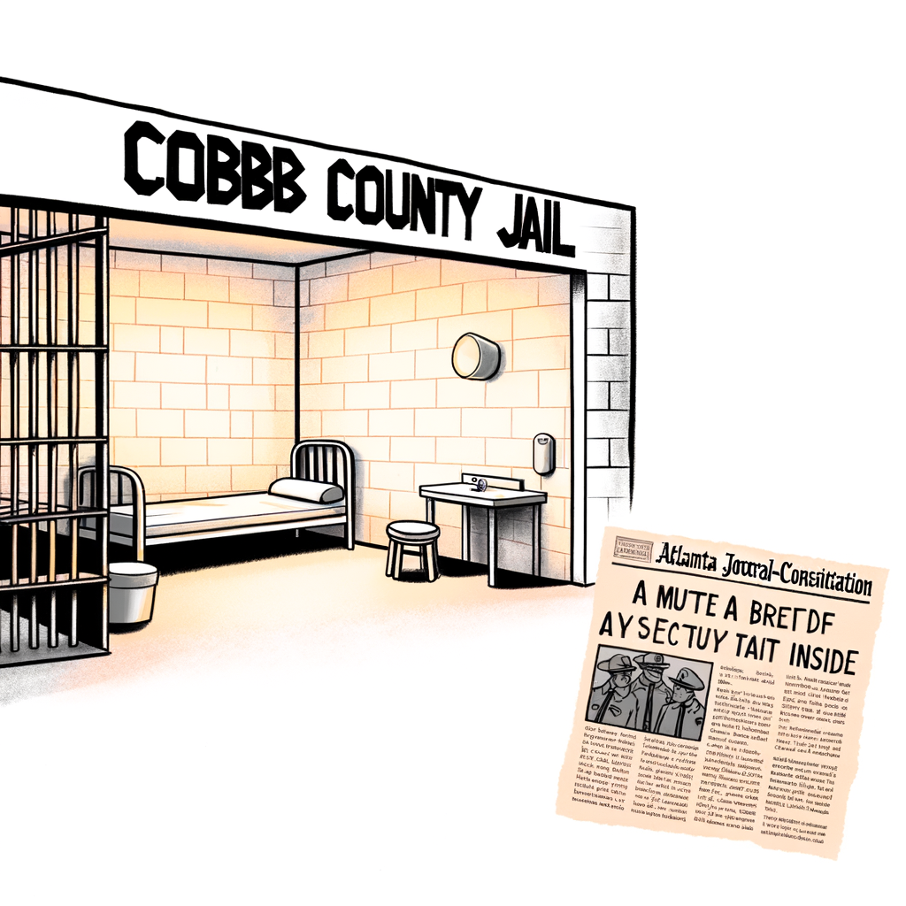 Alt text: "Cobb County Jail exterior, where inmate Horace Gibbs was strangled by cellmate Ernest Johnson, leading to a homicide investigation and murder charges in Atlanta crime news."