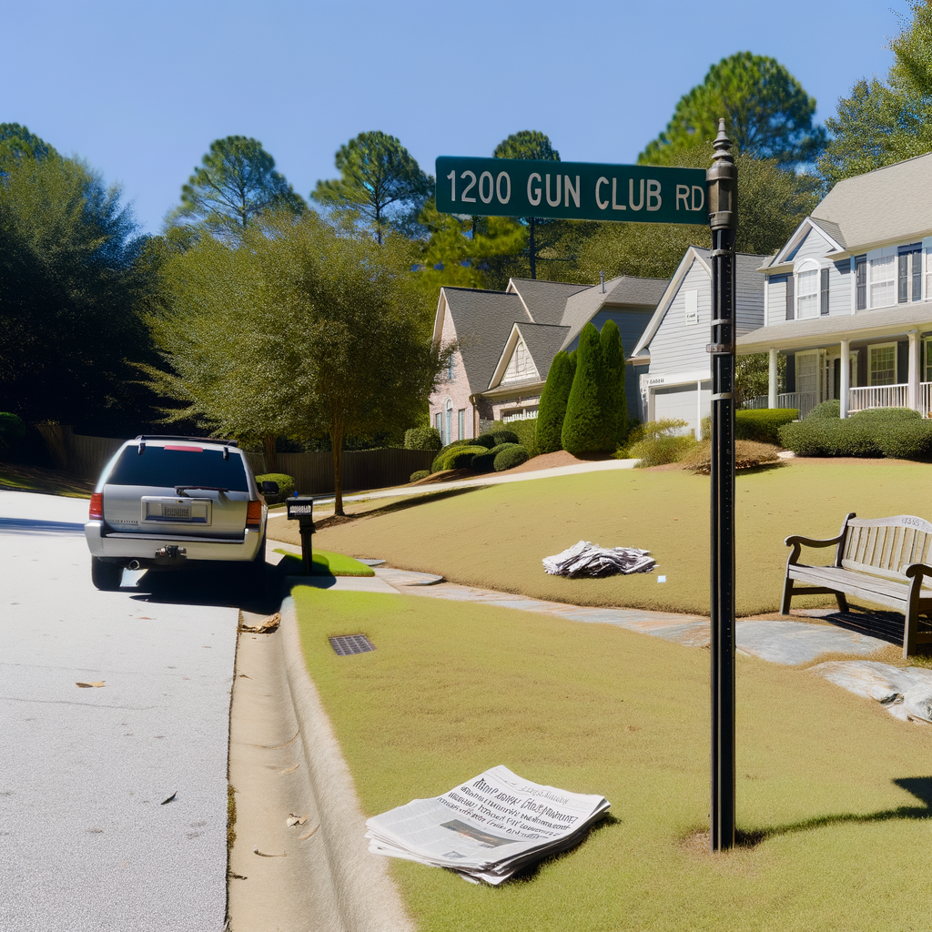 "Crime scene in northwest Atlanta where a 29-year-old man was shot multiple times outside a home on Gun Club Road, highlighting rising gun violence in the Almond Park area."