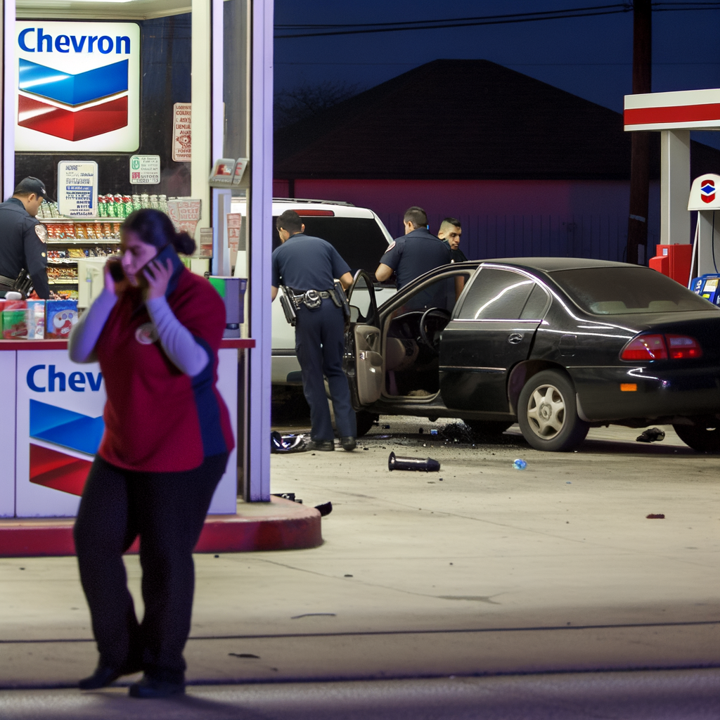 "Conyers gas station scene where Jesse Roach, 40, was fatally shot by police after allegedly threatening a clerk with a gun and engaging in a shootout, highlighting ongoing crime and police-involved shooting incidents in Atlanta."