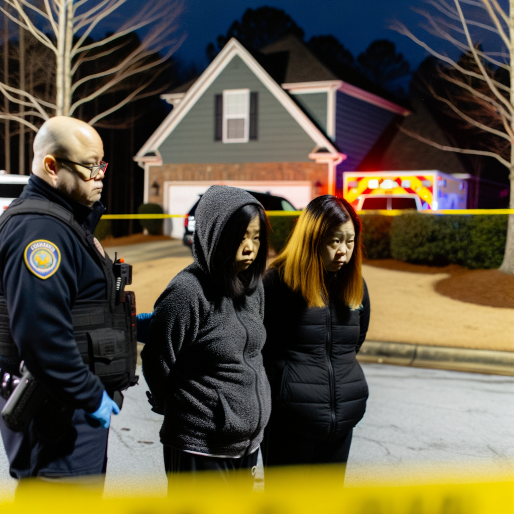 Alt text: "Police investigate the scene of a fatal shooting in the Venetian Hills neighborhood of southwest Atlanta, where 55-year-old Andre Dearing was shot on December 1. Two women, Lavette Roker and Nekeisha Crenshaw