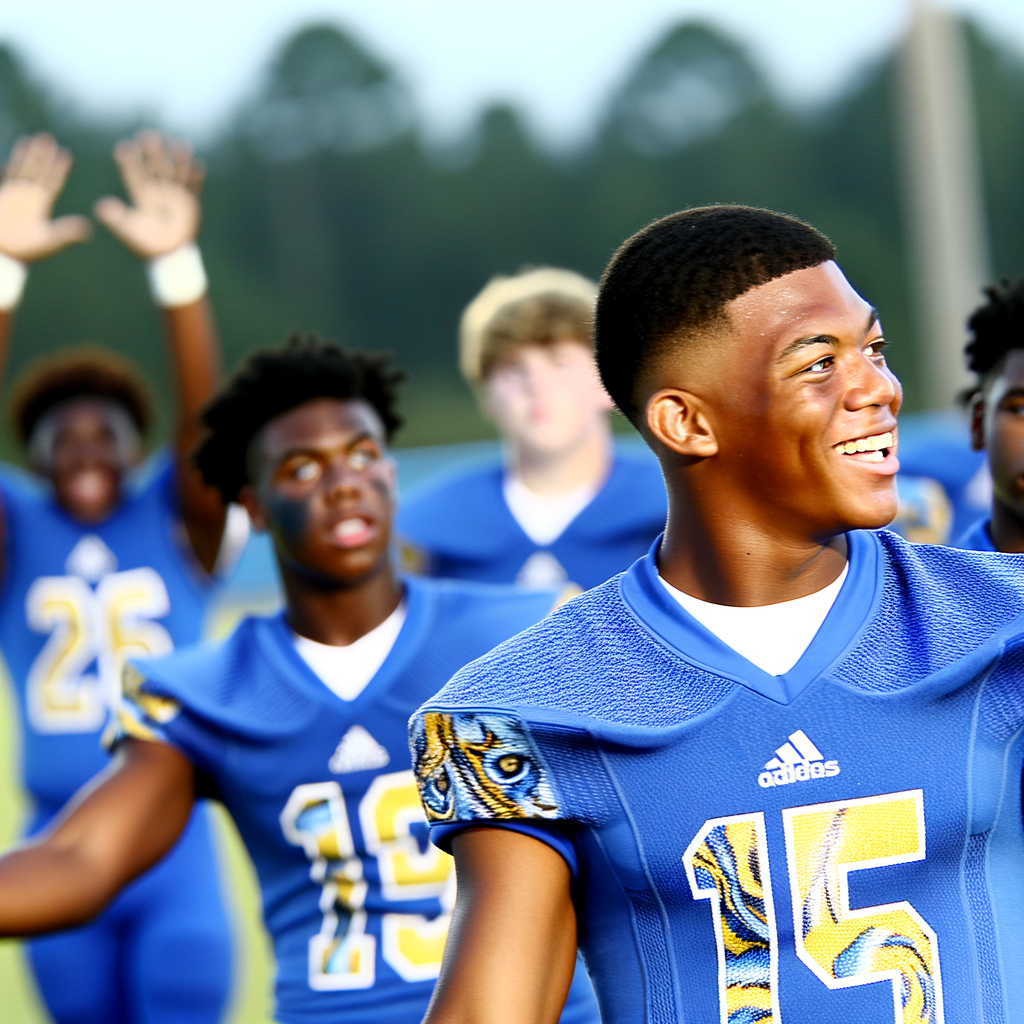 "Tribute to MiKah King, a beloved Arabia Mountain High School athlete, who tragically passed away at 15 after a medical emergency during football practice. The image shows a candlelight vigil honoring his memory, surrounded by friends, teammates,