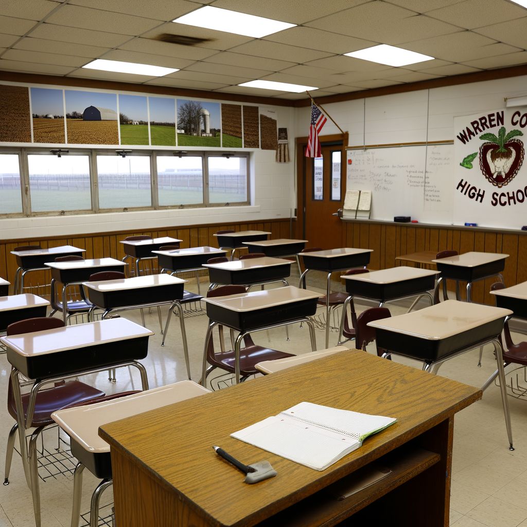 "Image of Warren County High School where teacher Mason Garrett was arrested for making terroristic threats against students and staff. The school, located west of Augusta, is under investigation by GBI following alarming comments made during class."