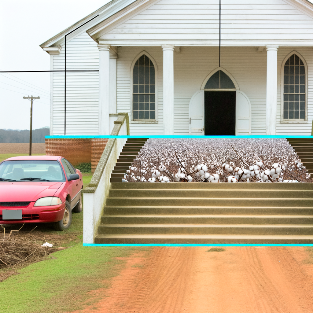 "Suspect in trespassing incident at Black congregation church in Burke County, Atlanta, seen spreading raw cotton on porch steps, captured on security camera."